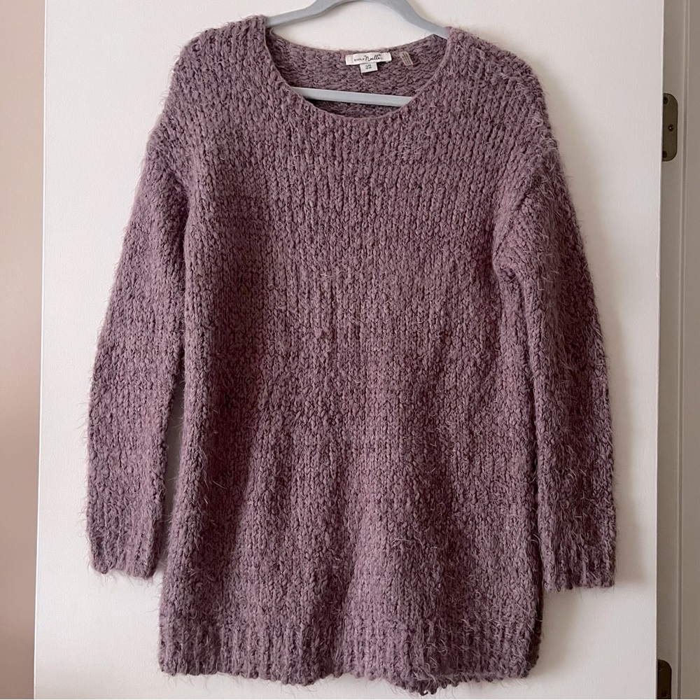Simply Noelle Chic Long Sleeve Fuzzy Tunic Purple Sweater Size S/M 8-10